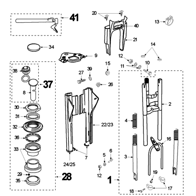 Fourche avant et jeu de direction Peugeot Vogue Black