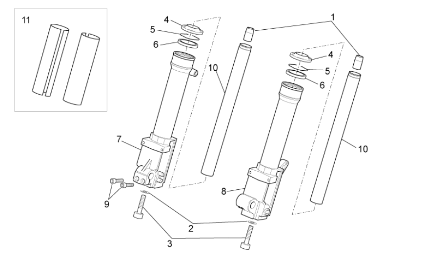 Fourche avant III Aprilia SR 50 H2O ie+carb 2004-2009