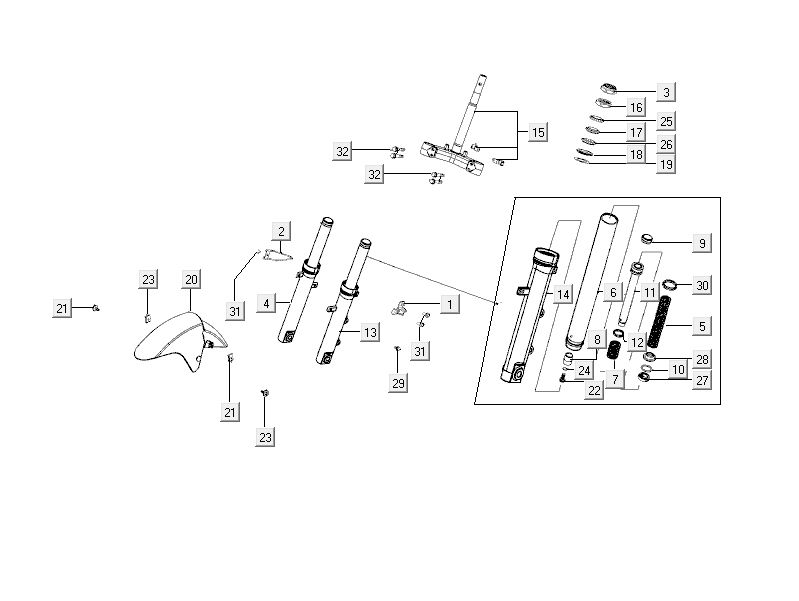 Fourche avant Kymco City 16' 4 temps gris foncé