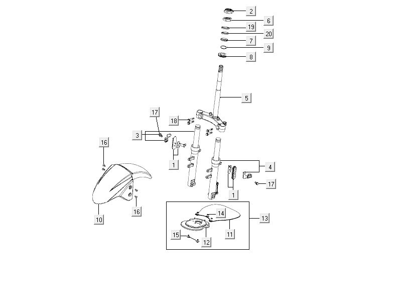 Fourche avant Kymco Delivery 4 temps blanc