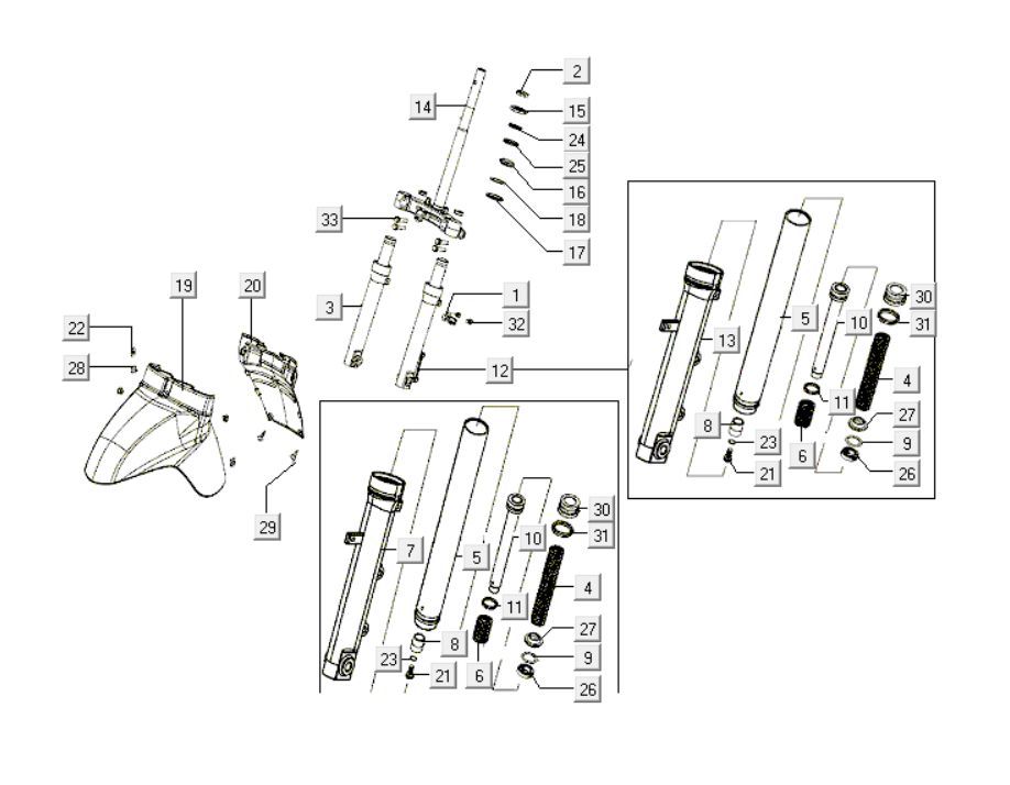 Fourche avant Kymco Like 200i Noir
