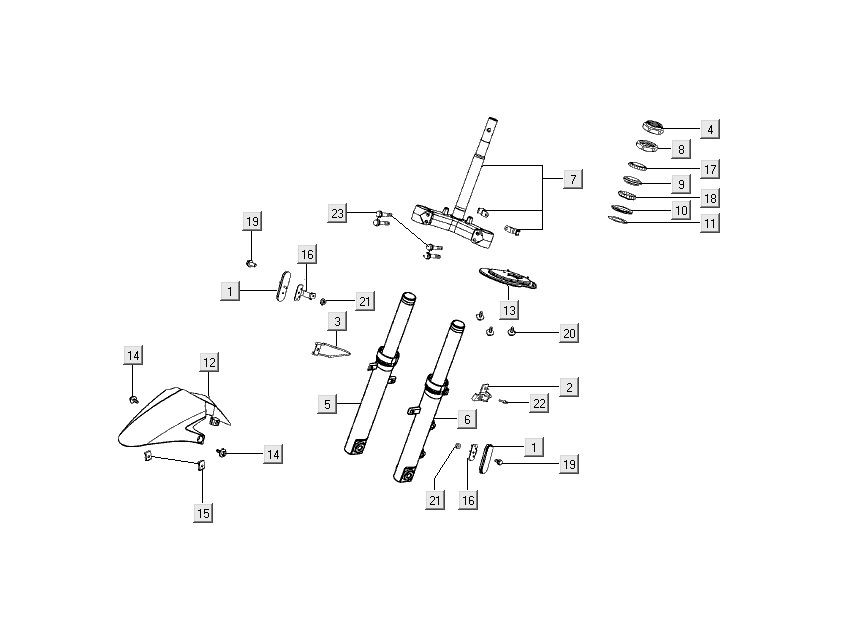 Fourche avant Kymco Super 8 Street 4 temps rouge