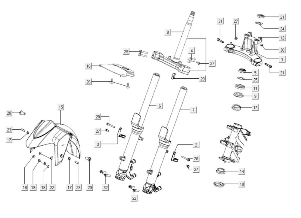 Fourche Avant Kymco Xciting 400i Jaune