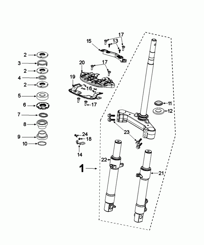 Fourche avant Peugeot Django Euro 4