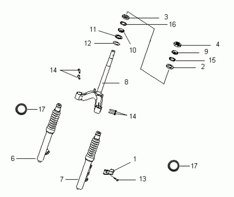 Fourche avant SYM VS125 Euro3