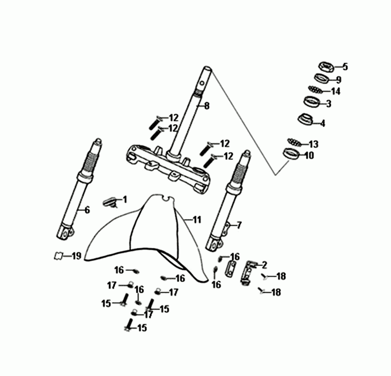 Casque d'aile avant fourche Sym Allo Euro4 (LX-17348) Brun brillant