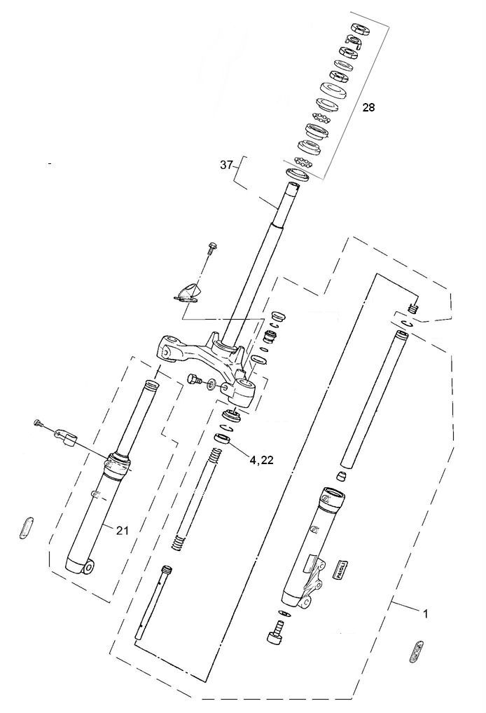 Fourche avant Yamaha Jog-R AC 2 temps