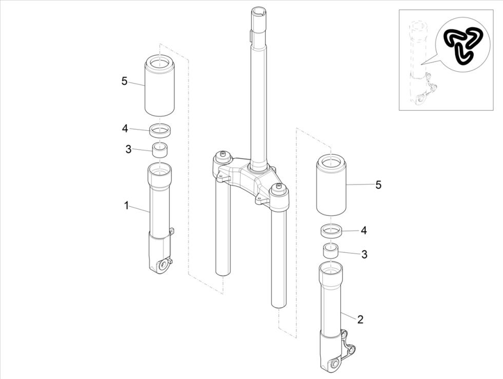 Fourche avant 4 temps Piaggo Zip (injection euro5 IGET)