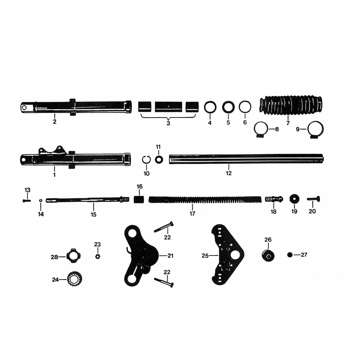 Fourche avant Zundapp KS 50 530-010, 011, 012, 014 et 500