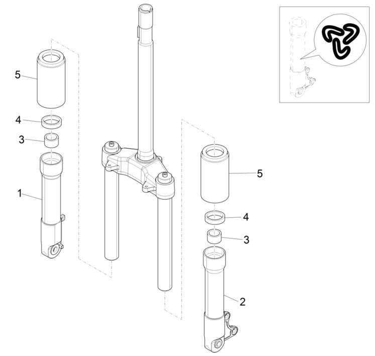 Pièces de fourche avant Piaggio Zip 4 temps (injection euro 4 IGET)