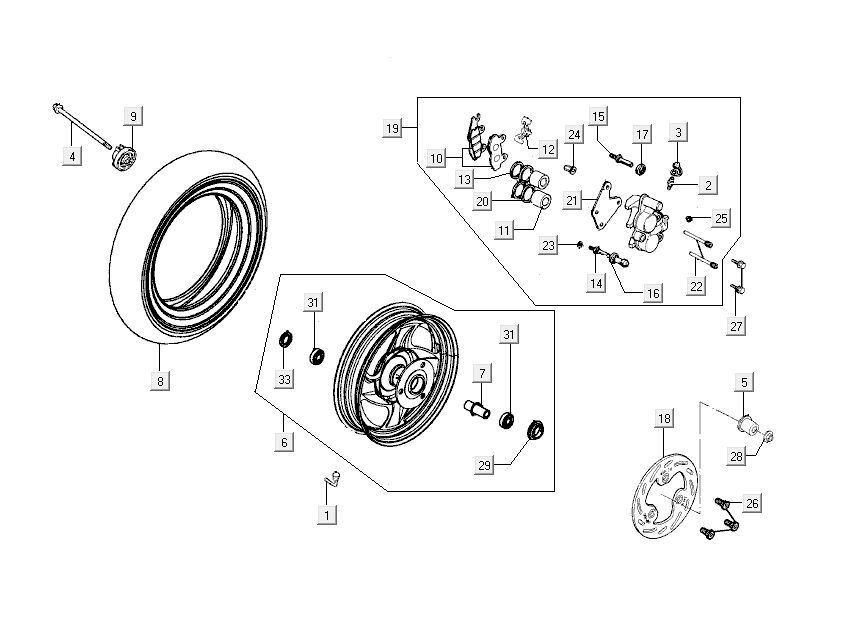 entraînement du compteur de frein avant Kymco Sento 4 temps