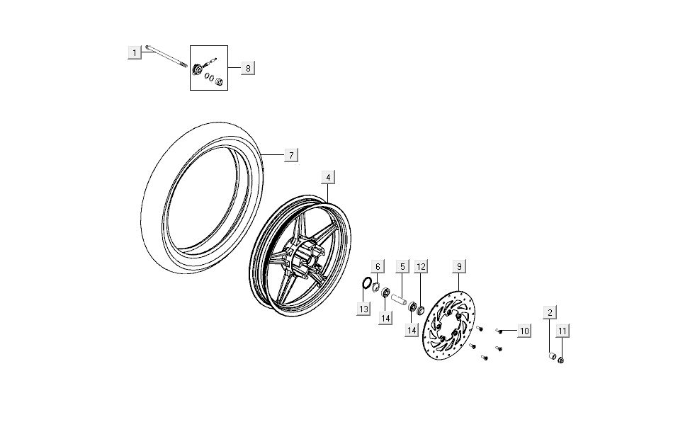 frein de roue avant Kymco Super 8 4 temps (2007-2009) Rouge noir