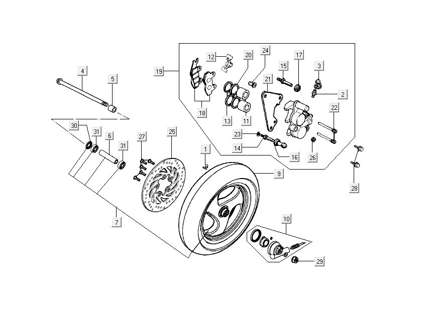 étrier de frein avant Kymco Grand Dink 2 temps Champagne