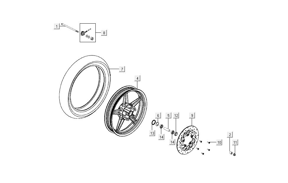 compteur de roue avant pour Kymco Super8 4 temps à partir de 2009 noir