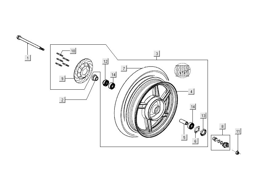 Roue avant - traction Kymco Nexxon 4 temps gris foncé