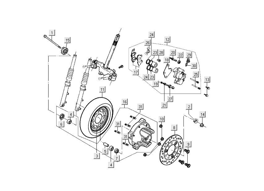 Roue avant - Claw Kymco Filly 4 temps argent
