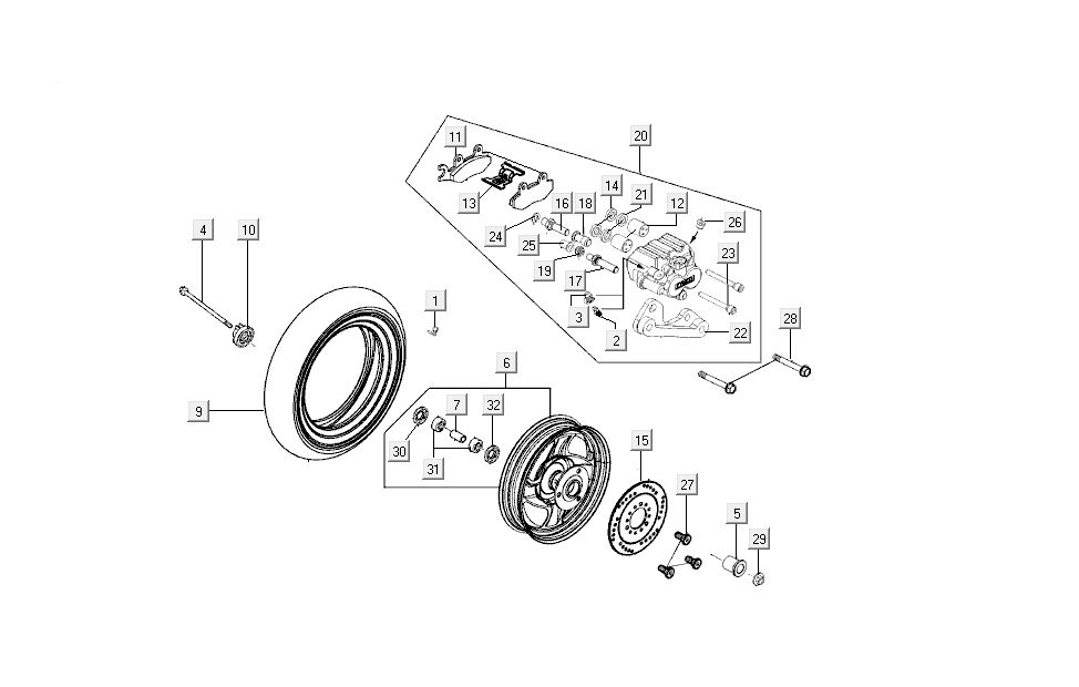 Roue avant - frein Kymco New Sento 4 temps 50i White