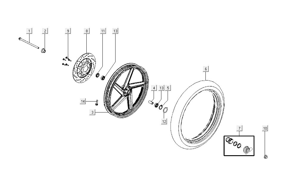 Roue avant - Disc Kymco K-Pipe 4 temps noir brillant