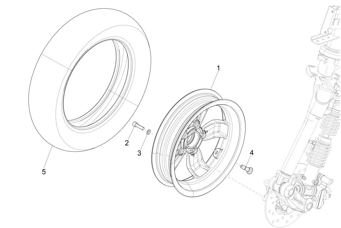 Roue avant Vespa Primavera 125 4T 3V IE ABS