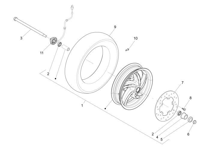 Roue avant Piaggio New Fly 4 temps 4 soupapes