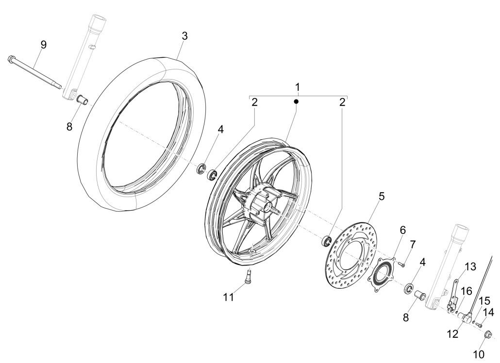 Roue avant Piaggio Liberty 125 4 temps 3V IE ABS (IGET Euro 5)
