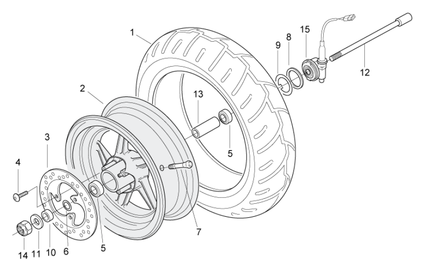 Roue avant Aprilia SR 50 H2O ie+carb 2004-2009 rouge