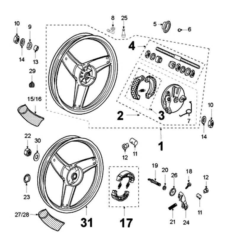 Roue avant Grimeca Peugeot Fox rouge