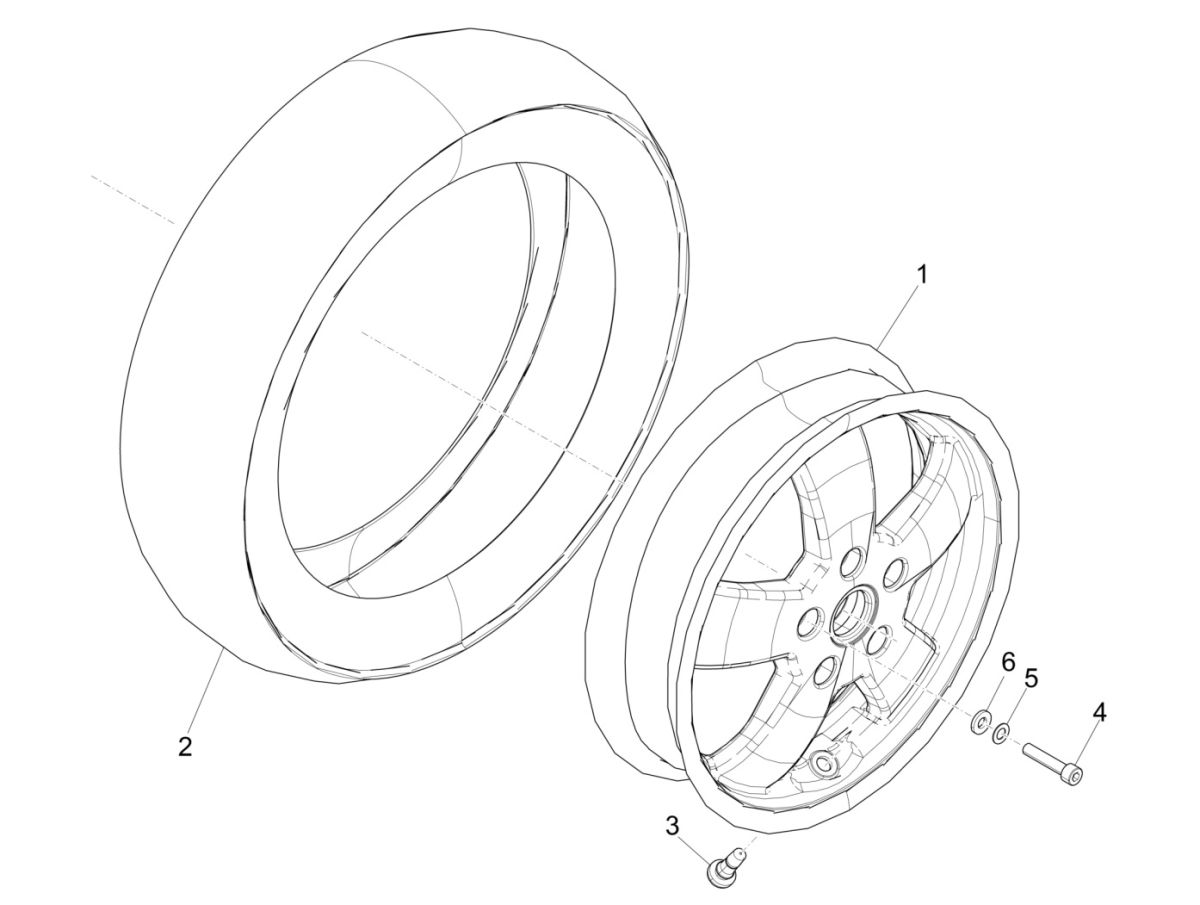 Roue avant Vespa GTS 300 HPE 4G 4G IE ABS E4 2019 (EMEA)