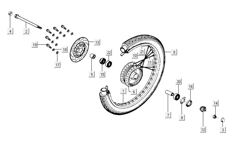 Roue avant Kymco Activ 4 temps argent