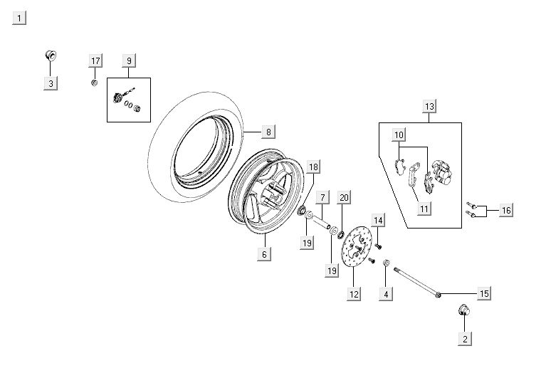 Roue avant Kymco Agility 10' 4 temps blanc argent