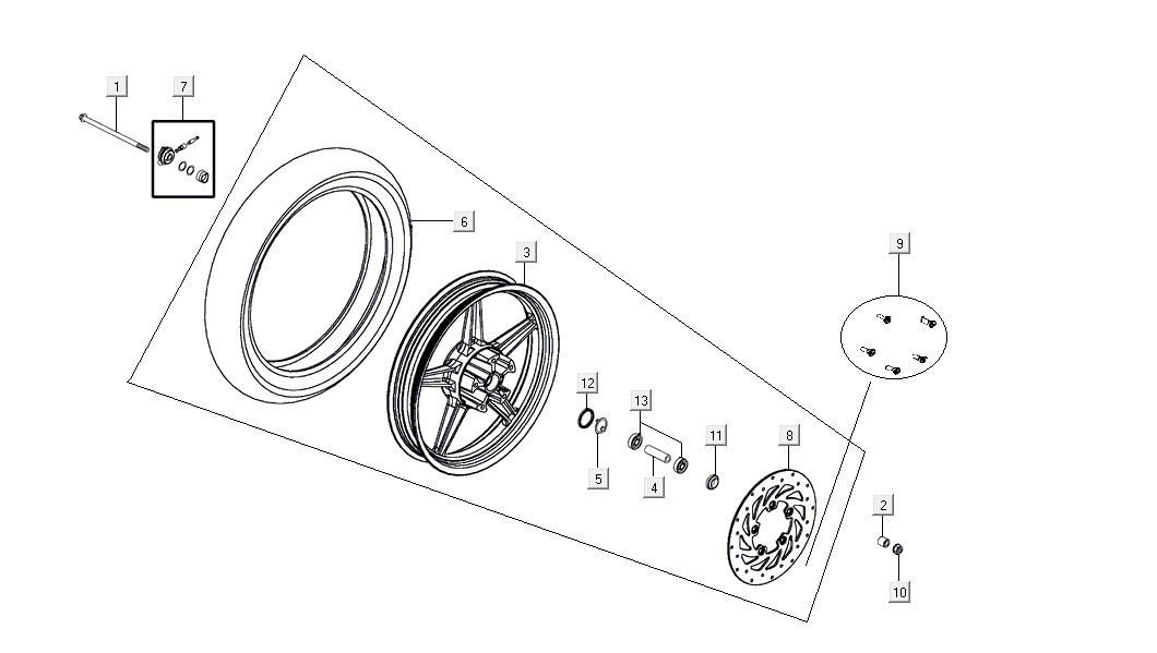 Roue avant Kymco Agility 16'+ injection 4 temps euro4 noire