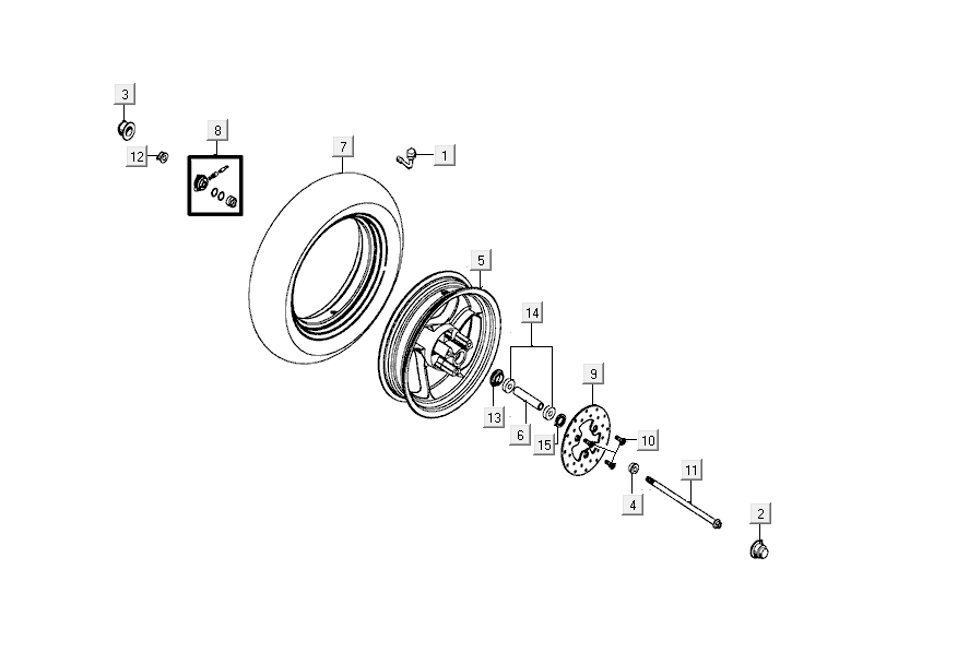 Roue avant Kymco Agility Delivery 4 temps euro4 noire