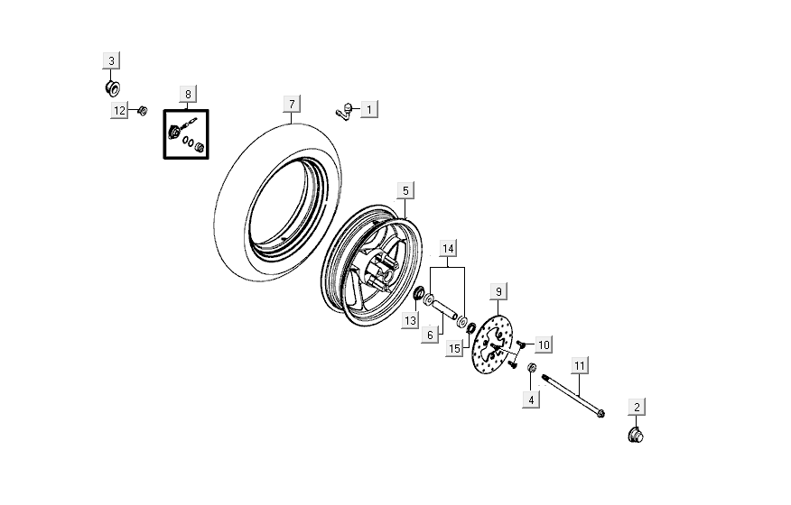 Roue avant Kymco Agility FR 12' 4 temps euro4 verte