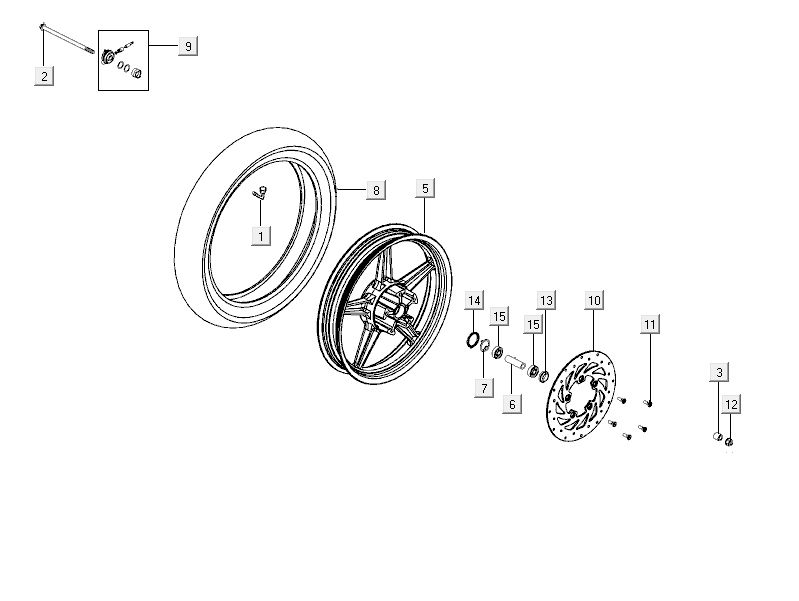 Roue avant Kymco City 16' 4 temps noire