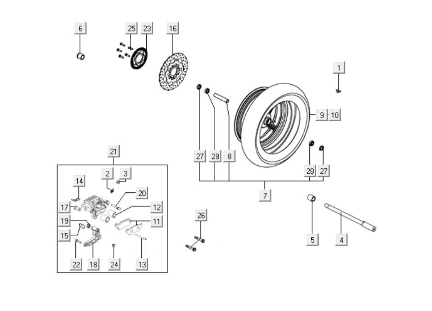 Roue avant Kymco Downtown 125i
