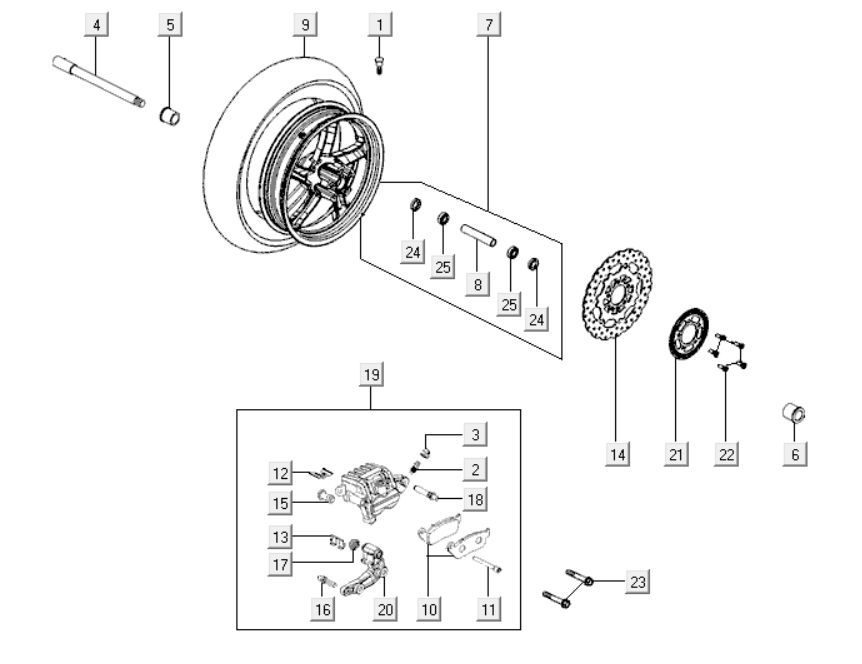 Roue avant Kymco Downtown 300i blanche