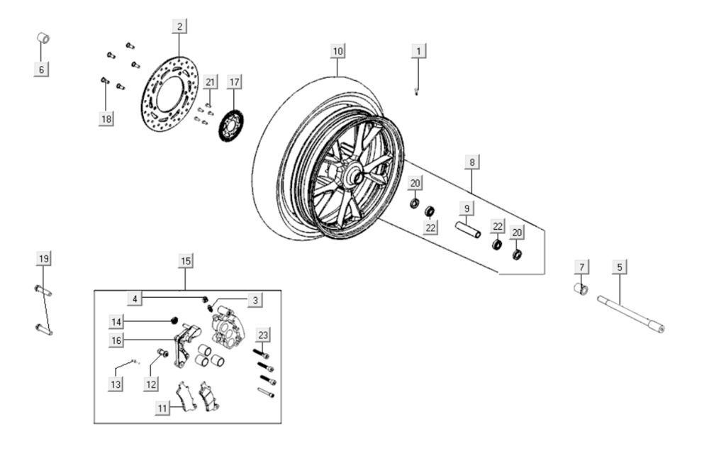 Roue avant Kymco Gti 300i