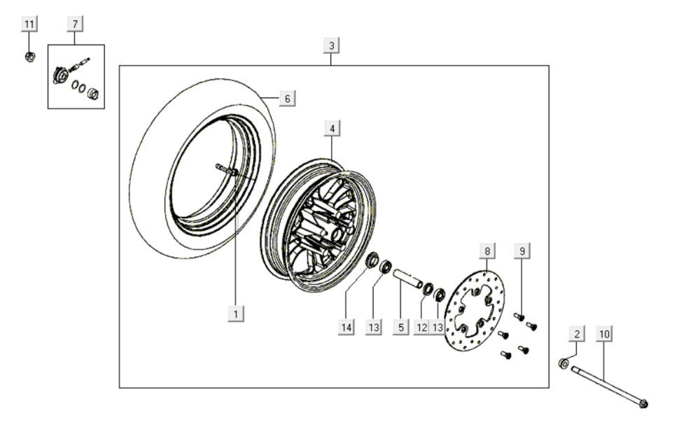 Roue avant Kymco Like 200i Noir