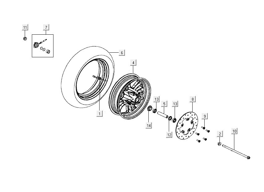 Roue avant Kymco Like 4 temps diamant blanc comme T T