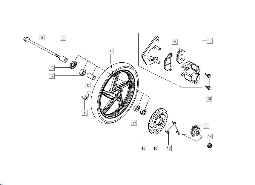 Roue avant Kymco People 2 temps bleue