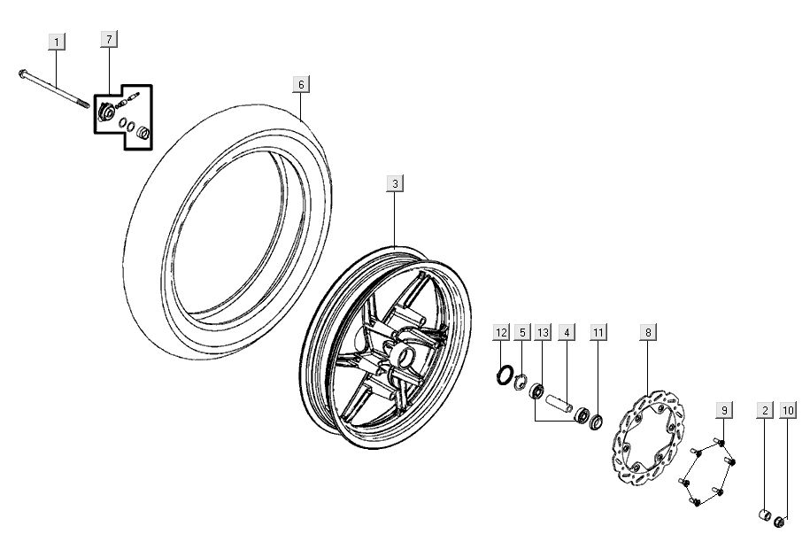 Roue avant Kymco Super 8 Street 4 temps rouge