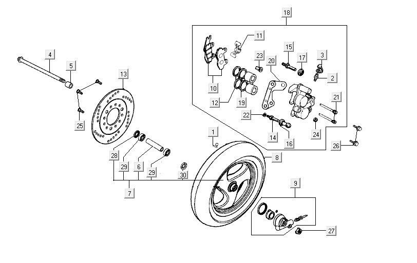 Roue avant Kymco Vitality 4t ac anthracite