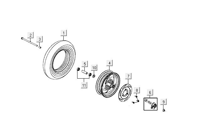 Roue avant Kymco VP50 4t ac techo silver