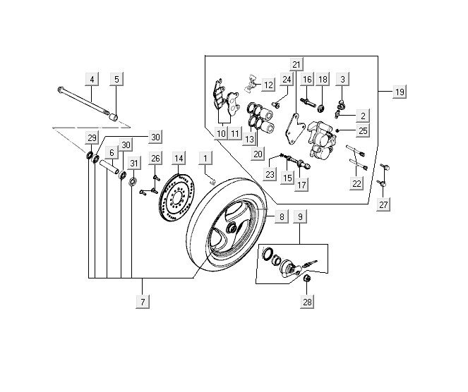 Roue avant Kymco Yup 2t ac rouge