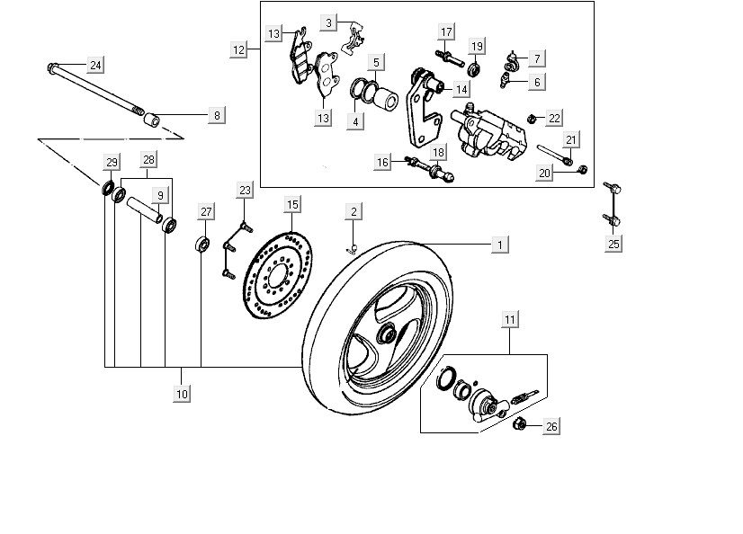 Roue avant Kymco ZX 2t ac argent-orange