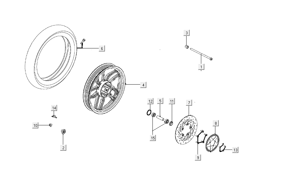 Roue avant Kymco People S 50i E4 Gris Mat