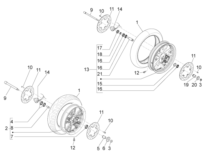 Roue avant Piaggio Beverly 500 E3 2007-2012