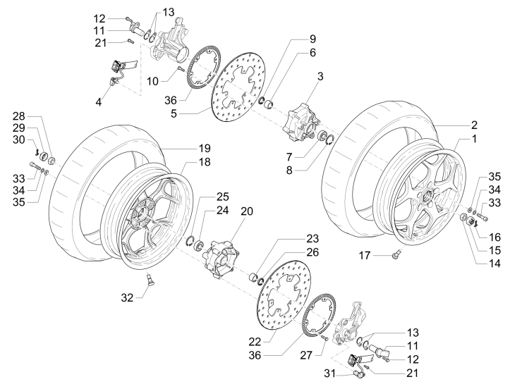 Roue avant Piaggio MP3 500 LT Business 2014-2016