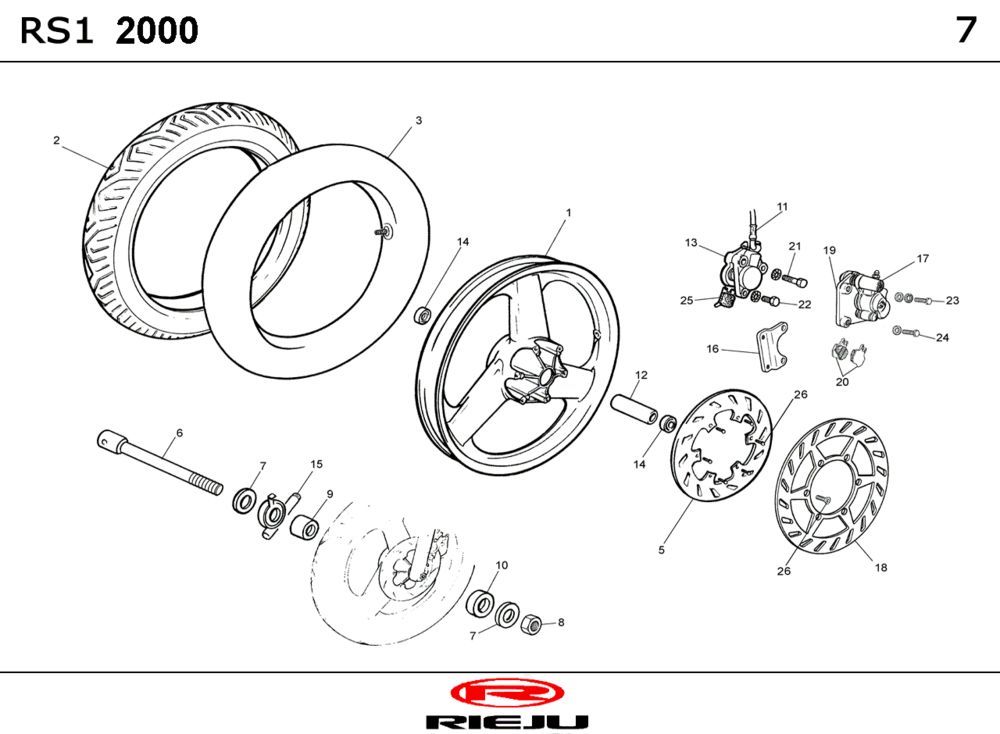 Roue avant Rieju RS1 gris mat 2002 2 temps