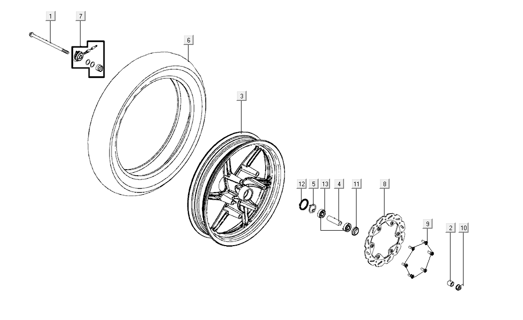 Roue avant Kymco Super8 Street 50i E4 Matt Black